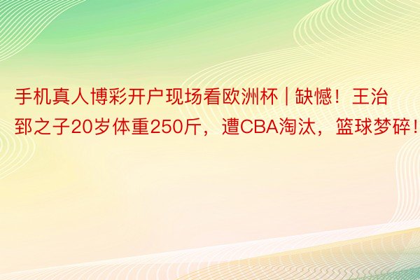 手机真人博彩开户现场看欧洲杯 | 缺憾！王治郅之子20岁体重250斤，遭CBA淘汰，篮球梦碎！